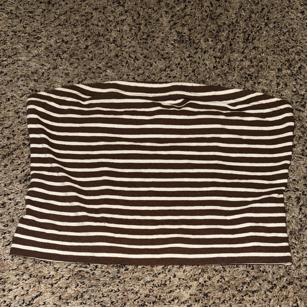 Free People Brown and White Striped Tube Top